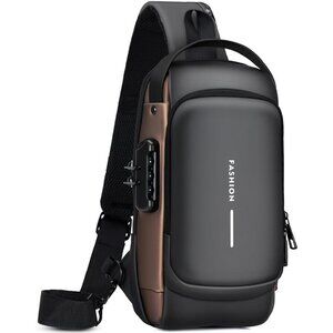 💫 Men Black PU Leather Crossbody Sling Anti-theft Chest Daily Shoulder Bag